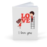 Agenda/Jurnal pentru EA, Ziua indragostitilor, cu mesaj I LOVE You, alba, 100 de file albe