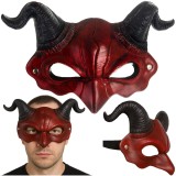 Masca diavol rosie cu coarne 3D pentru Halloween si cosplay Ruhhy