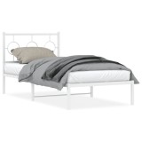 Cumpara ieftin Cadru pat metalic cu tablie, alb, 90x200 cm