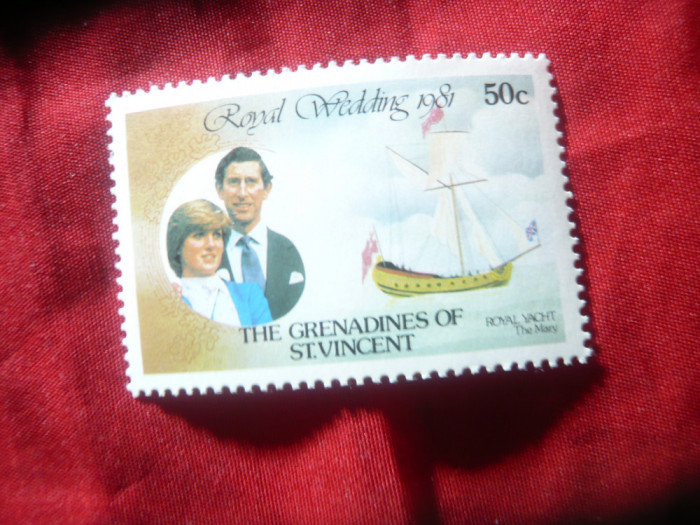 Timbru Grenadine of St. Vincent 1981 - Nunta Regala , 50c