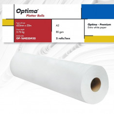 Rola Plotter A2, 80gr, 420mm X 50m, 2 Role/cutie, Optima - Premium