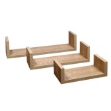 Set rafturi din lemn, 3 piese, Maro