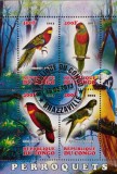 BC178, Congo 2013, bloc souvenir fauna, pasari, papagali