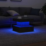 Masuta de cafea cu lumini LED Stejar negru 50x50x40 cm