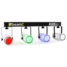 Beamz 4-Some Clear, patru reflectoare cu LED-uri, RGBW DMX microfon foto