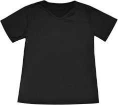 Tricou cu maneca scurta pentru femei, casual, decolteu in V, negru, XL - OUTLET