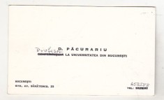bnk div Carte de vizita cu felicitare olografa - Dimitrie Pacurariu