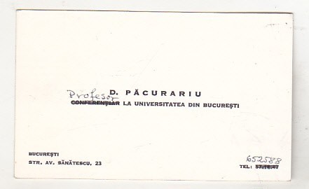 bnk div Carte de vizita cu felicitare olografa - Dimitrie Pacurariu