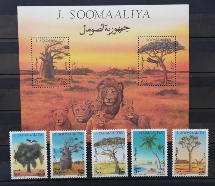 SOMALIA-ARBORI-FAUNA-LEI -5 Val.+1 Colita**SOM 121