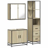 Cumpara ieftin Set mobilier de baie, 3 piese, stejar sonoma, lemn prelucrat