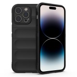 Husa pentru iphone 14 pro, antisoc, margini cu striatii, design minimalist, black