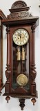 Ceas de perete cu pendula si 2 greutati Gustav Becker anii 1900