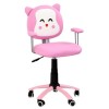 Scaun birou copii HM Kitty, piele ecologica, reglabil inaltime, roti cauciucate, 54x49x76-86 cm, 80 kg, albastru/alb/negru/roz