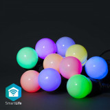 Ghirlanda luminoasa decorativa Smart Wi-Fi Nedis, 10 LED-uri, RGB, 9m, Android / IOS