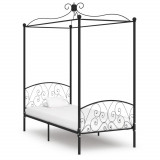 Cadru de pat cu baldachin, negru, 90 x 200 cm, metal GartenMobel Dekor, vidaXL