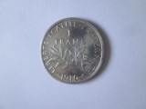 Franța 1 Franc 1910 argint cu patină frumoasă, Europa