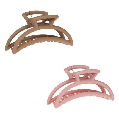 Set Clame de Păr, 11cm, Taupe și Roz, 2 Bucăți, Plastic foto