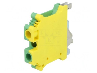 Conector Șine 0,2-6mm2 1 Pista 2 Borne Galben-Verde foto