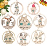 Set de 6 decoratiuni pentru brad Sheng Ou, lemn, natur, 8 x 8 cm