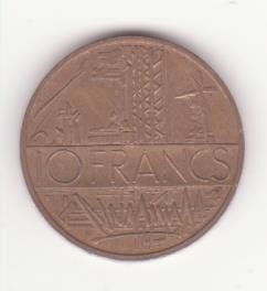 Franța 10 franci 1980 - harta metropolitană a Franței foto