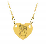 Mom - Colier personalizat din argint 925 &quot;Te iubesc mami&quot; inimioara / banut placat cu aur galben 24K, Bijubox