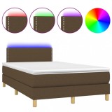 Cumpara ieftin Pat cu arcuri, saltea si LED, maro inchis, 120x200 cm, textil