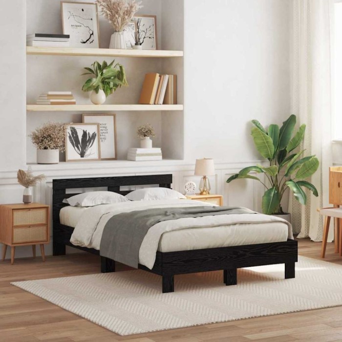 vidaXL Cadru de pat Stejar negru 120 x 200 cm Lemn compozit