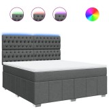 Cumpara ieftin Pat box spring cu saltea, gri inchis, 180x200 cm, textil