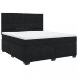 Cumpara ieftin Pat box spring cu saltea, negru, 180x200 cm, catifea