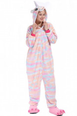 PJM145-5 Pijama pufoasa intreaga cu model unicorn colorat foto