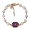 Brățară Argint 925 cu Ametist, Perle Cultură Jolie, placată Aur Roz, ajustabilă 17-21cm, Made in Italy