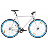 VidaXL Bicicletă cu angrenaj fix, alb și albastru, 700c, 51 cm