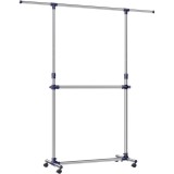 Suport pentru haine SONGMICS reglabil, extensibil, pe roti, argintiu