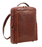 Rucsac din piele naturala vachetta, port laptop, coniac, R106A