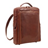 Rucsac din piele naturala vachetta, port laptop, coniac, R106A