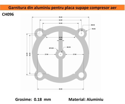 Garnitura aluminiu cilindru cap compresor 65mm 78x78mm CH096 Mod.19 foto