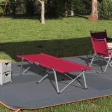 vidaXL Pat Pliabil de Camping Roșu Metal și Material Textil Standard