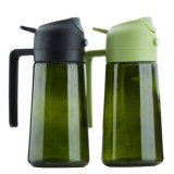 Recipient pentru Ulei 2 in 1, Flippy, Set 2 Bucati, Functie Spray &amp; Turnare, din Sticla, Fara Scurgere, 18.5 x 8 x 8 cm, 470 ml/buc, Sticla Verde, Ver