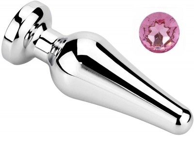 Dop Anal Emery Large Metalic Argintiu Cristal Roz Passion Labs foto