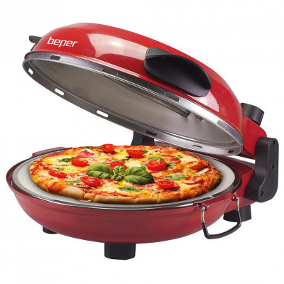 Cuptor electric pizza Beper P101CUD300, 400 C, 1200W, 31 cm, Timer, Termostat, Rosu foto