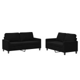 Cumpara ieftin Set de canapele cu perne, 2 piese, negru, catifea