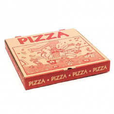 Cutii Pizza Natur Personalizate, 50x50x4 cm, Tipar 1 Culoare, Carton Microondulat Natur, Cutie Personalizata pentru Pizza, Cutii Personalizate pentru