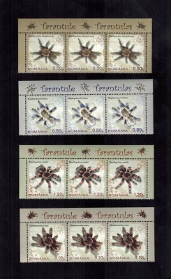 Romania 2010 Fauna Tarantule Triptic 4 bucati Serie completa MNH LP 1856 b foto