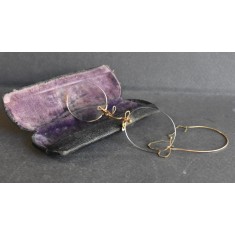 Pince-nez cu lant / ochelari de epoca in etui original - Browns South Lambeth - secol XIX