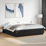 Cadru de pat, negru, 200x200 cm, lemn prelucrat