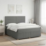 Cumpara ieftin Pat boxspring cu saltea Gri inchis 160 x 200 cm Tesatura