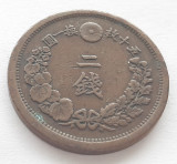 427. Moneda Japonia 2 sen 1877 (varianta cu 4 litere), Asia