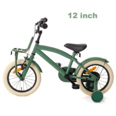 Bicicleta copii 12 inch roti ajutatoare detasabile frane v-brake scaun si ghidon reglabile verde foto