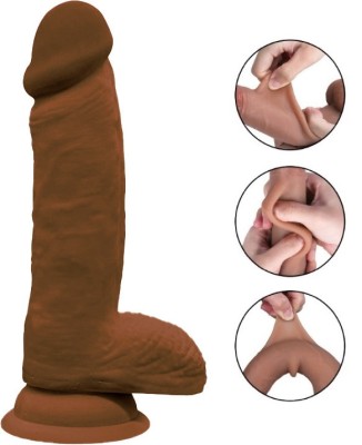 Dildo Noah Sliding&amp;amp;Bendable, TPE Strat Dublu, Caramel, 21.5 cm, Mokko Toys foto