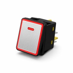 Intrerupator rocker basculant metalic ON-OFF KCD4-082, 4 pini, LED rosu, 30A, 250VAC, cu retinere, IP67